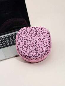 Leopard Pink EVA Hard Shell Headphone Carrying Case, Soft Lining With Mesh Pocket, Portable Travel Drop‑Proof Storage Box, Compatible With Apple Over‑Ear Headphones, Large‑Size Audio Headset Protective Carry Shell - Multicolor - View 13