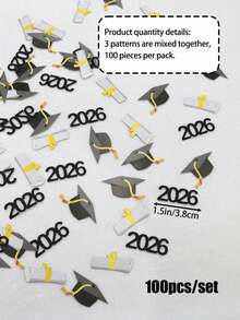 100 Pcs 2026 Letter Graduation Confetti, Doctor Cap & Certificate Shapes, Double-Sided Printed, Multicolor, For Graduation Party Table Decorations - multicolor - View 2