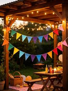 Colored Polyester Triangular Bunting Flags, Multi-Purpose Banners Suitable For Home And Event Decoration, Ideal For Occasions Including Weddings, Birthdays, Mawlid, National Day, Christmas, Halloween, Thanksgiving, New Year, Gardens And More - multicolor - View 6