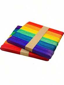 200pcs Colorful Craft Sticks, Wooden Rainbow Craft Sticks, 4.5 Inch Colorful Wooden Sticks, Craft Sticks, Rainbow Craft Sticks, Diy Craft Supplies, Building Models - Multicolor - View 21