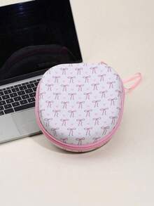 Leopard Pink EVA Hard Shell Headphone Carrying Case, Soft Lining With Mesh Pocket, Portable Travel Drop‑Proof Storage Box, Compatible With Apple Over‑Ear Headphones, Large‑Size Audio Headset Protective Carry Shell - Multicolor - View 12