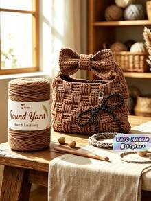 1Pc Polyester Texture Woven Rope, Durable Mark Lamet Rope, Suitable For DIY Plant Hanging Basket, Bag And Bohemian Decoration - Multicolor - View 1
