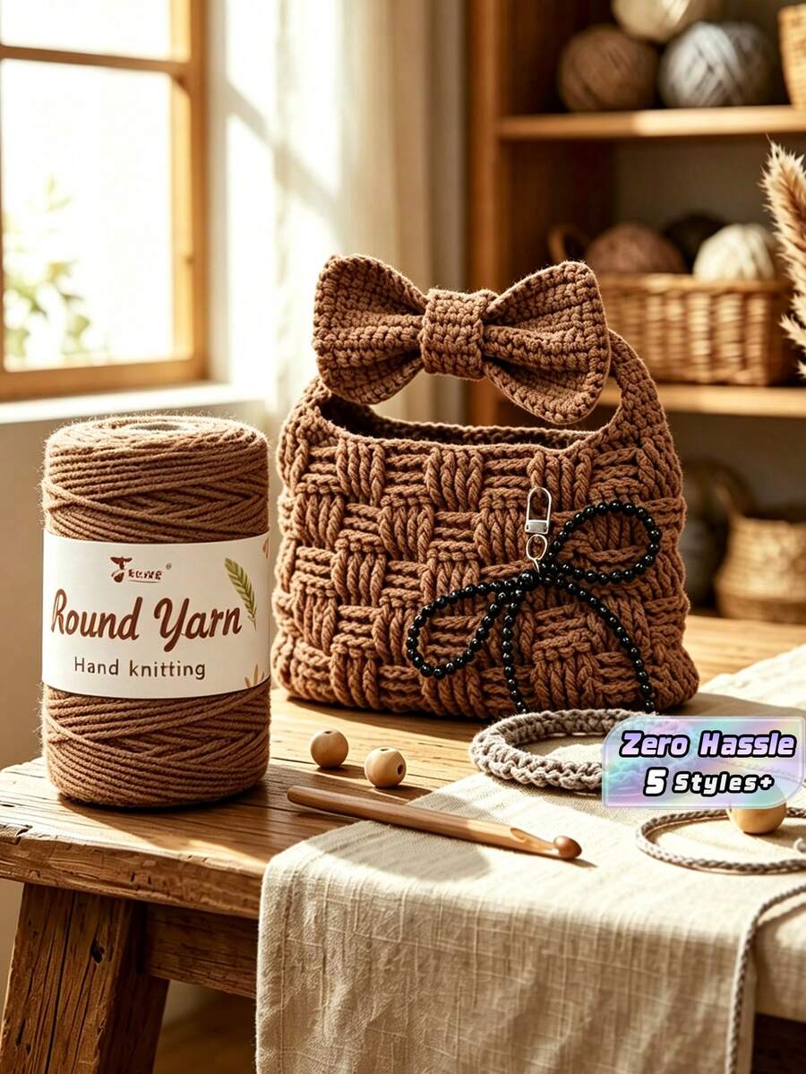 1Pc Polyester Texture Woven Rope, Durable Mark Lamet Rope, Suitable For DIY Plant Hanging Basket, Bag And Bohemian Decoration - Multicolor - View 1