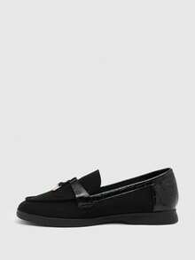CUCCOO BIZCHIC Women's Fashion Black Suede Comfortable Casual Loafers, Suitable For Commuting, Outdoor, Shopping, Work, Daily Wear For Christmas Spring Shoes Fall Shoes - Black - View 3