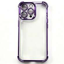 Teckwe Phone Case: Luxurious Four-Corner Anti-Fall Shockproof Electroplated Transparent Phone Case, Compatible With IPhone 18/17/16/15/14/13/12/11 Pro Max Plus Air, Transparent Anti-Drop Design, Suitable For 17Pro And 17ProMax, Soft Frame, Minimalist Style, Protects The Phone - Purple - View 9