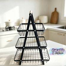 Multi-Layer Fruit & Vegetable Storage Basket For Kitchen - Black - View 1