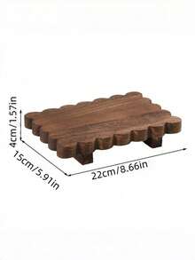 Cirelle 1pc Wood Pedestal Stand For Bathroom Counter, Rustic Scalloped Edge Wooden Tray Risers, Dark Walnut Small Decorative Pedestal Risers For Soap Dispensers, Candles, Perfume, Kitchen Sink Organizer - Multicolor - View 8
