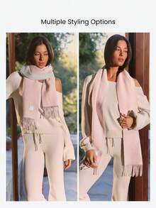 GLOWMODE Cozy Energy Oversized Scarf With Logo Tag Daily Casual Outdoor Fall Winter Wear - Pink - View 3