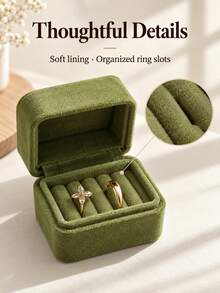 Haus Hana Velvet Mini Ring Box, Premium Portable Travel Jewelry Box, Anti-Tarnish Storage Case For Jewelry - Multicolor - View 3