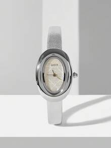 JAM TANGAN LOGAM PERAK BERMOTIF PERSEGI PANJANG ELIPS - MODEL WANITA - perak metalik - View 1