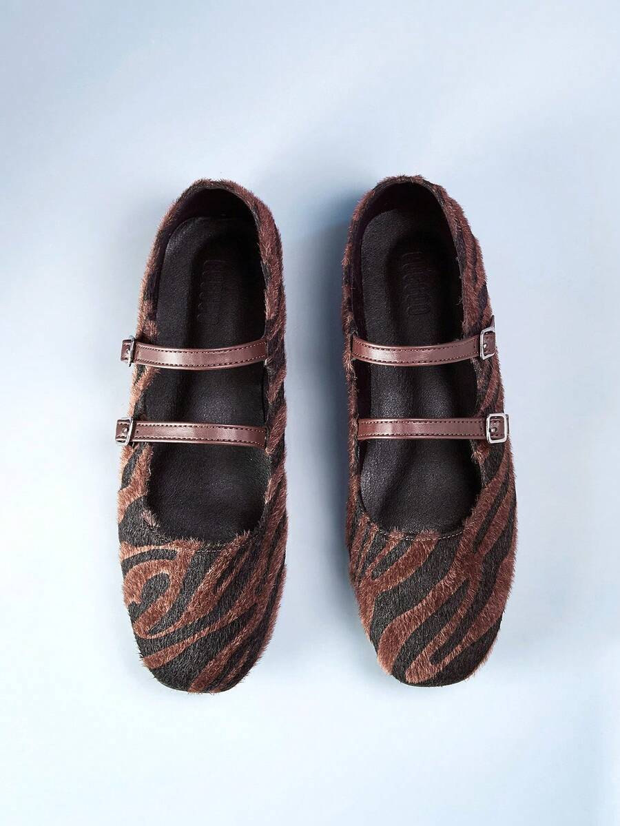 CUCCOO GRLICON Ladies, Willow Nails, Buckles, Flat Shoes. - dark brown - View 1