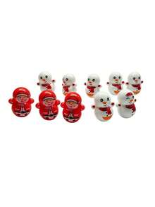 Julbordsprydnad i tumbler-stil, mini-ornament med tomte och snögubbe, skrivbordsdekoration med rebound-design, liten julklapp som strumpfyllare - Standard - Visa 5