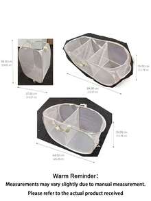 BreathableLaundry Basket, Foldable Dirty Clothes Storage Basket, Room/Bathroom Storage Basket - Beige - View 3