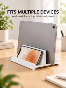 Teckwe 1PC Adjustable Space Saving Sturdy ABS Laptop Stand Holder Base Desktop Organizer Riser Ergonomic Design For Home Office Workspace Computer Desk Laptop Accessory. - View 4
