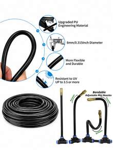 5 M/10 M/15 M/20 M DIY Greenhouse Garden Watering System, Universal Spray Cooling Kit, Plastic Material, No Electricity, Suitable For European And American Thread Standards, Suitable For Plant And Courtyard Spray Cooling - A - View 5
