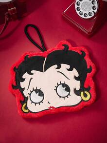 Betty Boop X Joivida 1件裝卡通刺繡掛式手巾，柔軟珊瑚絨布料，高吸水性、快乾，適合廚房與浴室日常擦手及居家裝飾 - 混合色 - 查看 1