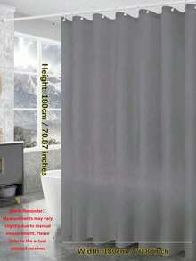 1pc Plain Gray Shower Curtain Liner, Solid Color Bathroom Decor, Privacy, With Hooks - Grey - View 12