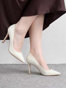 CUCCOO BIZCHIC Elegant, Simple And Generous, Fashionable And Versatile, Casual Workplace Commuter Women's High-Heeled Shoes Fall Shoes - Snow white. - View 3