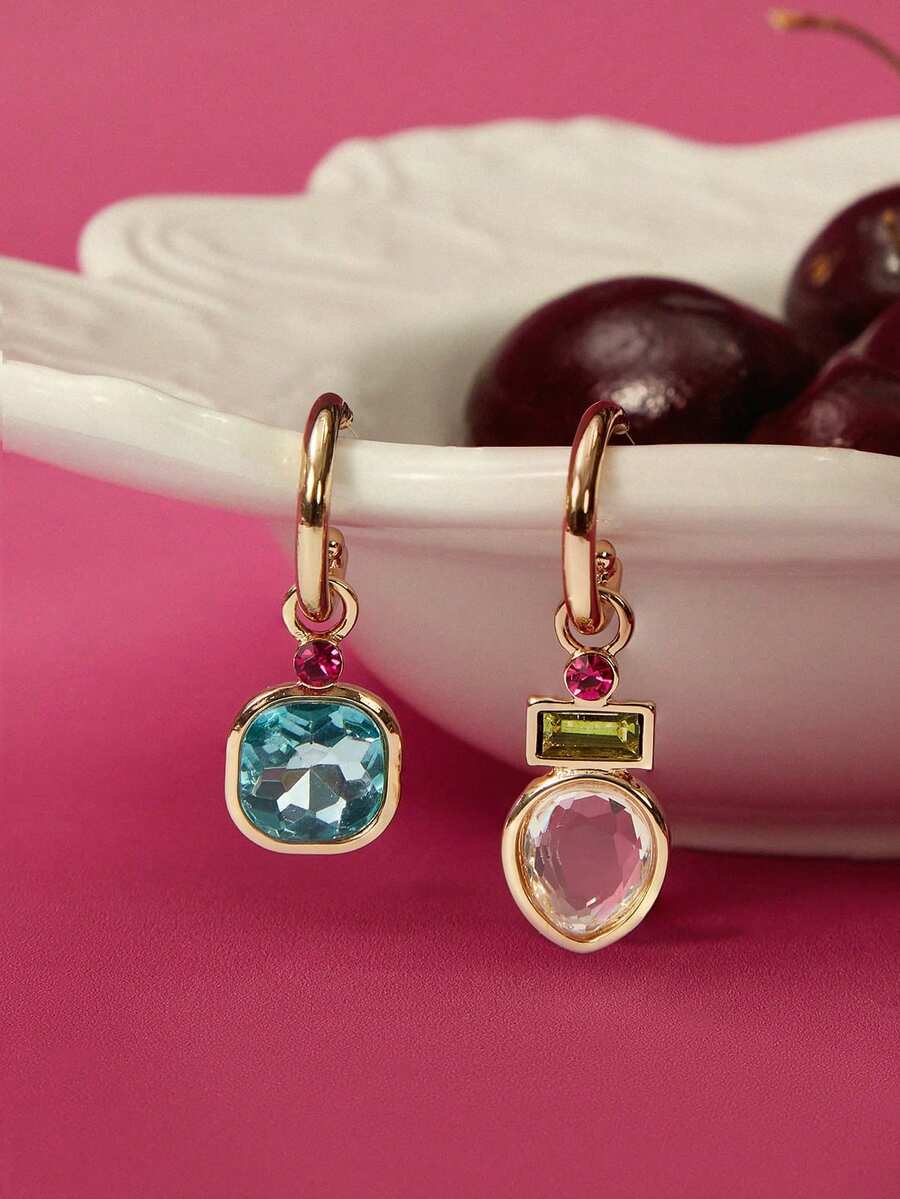 Glisma Women's Fashion Zirconia Pendant Earrings, Suitable For Daily Wear,Outfits,Old Money,Metallic/Texture,Gemstone,For Mom/Women/Girl/Mother,Premium,Vintage,Classy - Multicolor - View 1