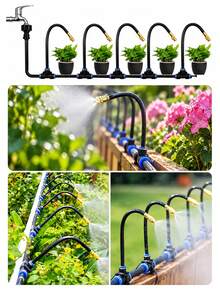 5 M/10 M/15 M/20 M DIY Greenhouse Garden Watering System, Universal Spray Cooling Kit, Plastic Material, No Electricity, Suitable For European And American Thread Standards, Suitable For Plant And Courtyard Spray Cooling - A - View 3