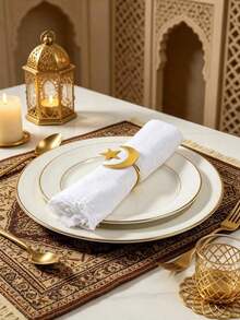 4-6-12pcs/Set Star & Moon Paper Napkin Rings For Holiday Table Decoration - Multicolor - View 6