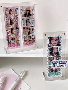 Clear Acrylic Magnetic Photo Strip Display Stand Desktop Holder For Idol Photo Booth Film Elfie Strip Fan Collection Room Decor Back To School Cute Gift - Picture Frame - View 1