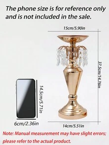 1件金色金屬燭台，附水晶吊飾，高款桌面中心裝飾花瓶架，婚禮宴會餐桌裝飾，3種尺寸可選：小號、中號、大號 - F - 查看 4