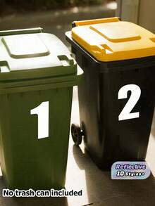 1pc PVC Self-Adhesive White Number Sticker - 5.91 Inch (15 Cm) Commercial Grade High Visibility Reflective Trash Can Label, No Residue Edges; Suitable For Wheeled Trash Cans, Large Garbage Bins, Vehicle Trash Cans And Garage Storage Organization - Multicolor - View 1
