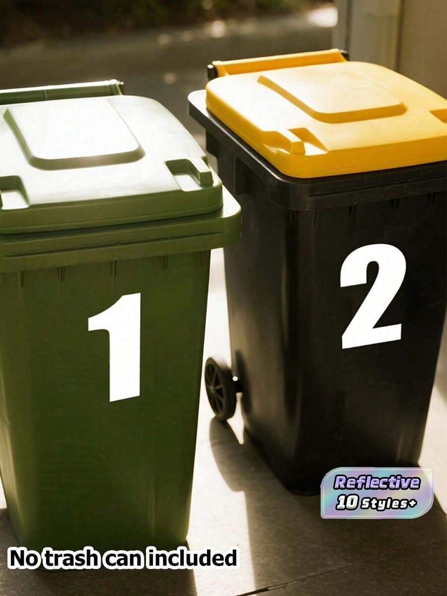 1pc PVC Self-Adhesive White Number Sticker - 5.91 Inch (15 Cm) Commercial Grade High Visibility Reflective Trash Can Label, No Residue Edges; Suitable For Wheeled Trash Cans, Large Garbage Bins, Vehicle Trash Cans And Garage Storage Organization - Multicolor - View 1
