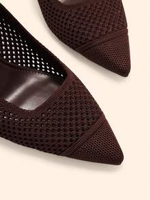 CUCCOO BASICS Spring And Summer Breathable Simple Knitted Mesh Pointed Back Empty Sandals Back Strap Thin Buckle Belt - Brown - View 7