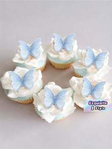 48Pcs Butterfly Cake Toppers, Cake & Cupcake Decorations, Assorted Sizes, High Quality Beautiful Purple Butterfly Shaped Decor For Cakes And Cupcakes - Multicolor - View 1