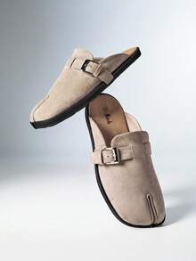 SHEIN Solezae Women's Suede Flat Mules, Comfortable, Stylish, Versatile Split Toe Round Toe Mules - Grey - View 11