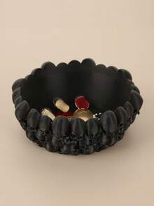 1PC Standard Size Gothic Skull Edge Storage Bowl Desktop Jewelry Key Organizer Or Succulent Planter Dark Vintage Style Multi Use Compact Sturdy Non Slip Base For Vanity Dresser Entryway Office Living Room Bedroom Home Decor Essential - A - View 5