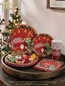 Muroi Mono 25/100 Pieces Of Disposable Party Supplies, Including Disposable Paper Plates, Napkins, Cups, Suitable For Dessert Service, Party Decorations, Various Events, And Gatherings, Including Christmas. - Style 5 - View 1