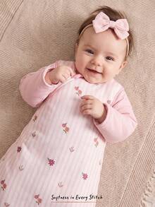 Cozy Pixies 1 Piece Baby Sleeping Bag, Thick Striped Flower Cute Sleeping Bag, Two Ways To Wear, Removable Sleeves To Wear - Multicolor - View 7