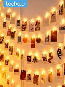 Teckwe Lampu Hias LED Klip Foto untuk Dekorasi Rumah Dalam Ruangan Bertenaga Baterai, Lampu Hias Gantung Foto untuk Kamar Anak Perempuan, Lampu Hias LED Klip Foto untuk Dekorasi Natal, Lampu Pajangan Foto untuk Pesta Pernikahan, Lampu Hias Klip Gantung Kartu Foto - MultiWarna - View 2