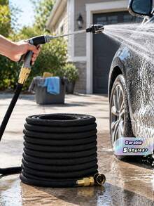 Set High Pressure Telescopic Car Wash Hose With Adjustable Water Spray Gun, Garden Hose Kit, Universal For European And American Markets - 7PCS - View 2