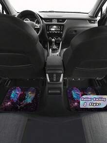 2PCS Universal Fit ACE Rubber Backing Waterproof Anti Slip Wear Resistant Easy Clean Wing Pattern Car Rear Seat Floor Mat For All Seasons Car Interior Auto Accessories - A - View 1