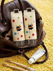 Joivida 1pc/2Pcs Portable Travel Toothbrush Holder Case, Wide Opening Toothpaste Toothbrush Storage Container, Drinking Cup With Metal Carry Clip, Cute Polka‑Dot Cat Design, For Travel Camping Home Bathroom Accessories - Multicolor - View 1