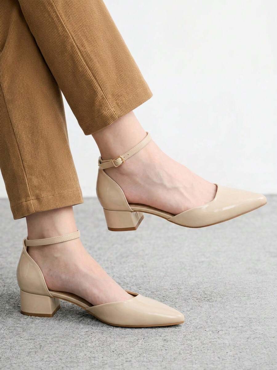 CUCCOO BIZCHIC 基礎通勤上班粗跟鏤空女款高跟鞋 - 淺杏色 - 查看 1