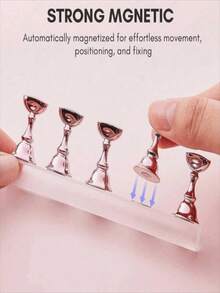 Y2k 12-Piece Gold Pink Nail Art Display Set, Includes 2 Acrylic Base And 10 Training Holders, Suitable For Nail Art Display, Training, And Diy Home Nail Art For Beginners - Multicolor - View 3