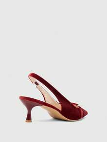 CUCCOO BIZCHIC Women's Pointed Toe Buckle Design Everyday Versatile Fashion High Heels - Burgundy - View 6