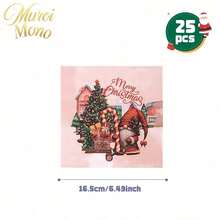 Muroi Mono 25/100件一次性派對用品，包含一次性紙盤、餐巾紙、杯子，適用於甜點服務、派對裝飾、各種活動與聚會，包含聖誕節 - 款式5 - 查看 8