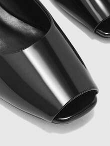 CUCCOO BIZCHIC Spring And Summer Ladies Elegant Fashion Commuting Casual Glossy Solid Color Open Toe Shoes Fall Shoes - Black - View 6