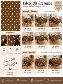 Joivida One Brown Polka Dot Tablecloth, Made Of Peach Velvet Material, Easy To Clean, Suitable For Kitchen And Dining Room Decoration, Suitable For Parties, Picnics, Home Decorations, With A Bright Style, Durable Fabric, Movable Fabric, Party Tableware - Brown polka dot - View 2