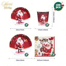 Muroi Mono 25/100 Pieces Of Disposable Party Supplies, Including Disposable Paper Plates, Napkins, Cups, Suitable For Dessert Service, Party Decorations, Various Events, And Gatherings, Including Christmas. - Style 3 - View 10