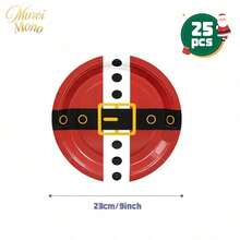Muroi Mono 25/100件一次性派對用品，包含一次性紙盤、餐巾紙、杯子，適用於甜點服務、派對裝飾、各種活動與聚會，包含聖誕節 - 款式2 - 查看 12