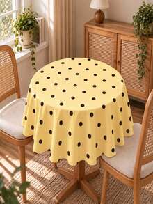 Joivida One Yellow Polka Dot Tablecloth, Made Of Peach Velvet Material, Easy To Clean, Suitable For Kitchen And Dining Room Decoration, Suitable For Parties, Picnics, Home Decorations, With A Bright Style, Durable Fabric, Movable Fabric, Party Tableware - Yellow polka dot - View 8