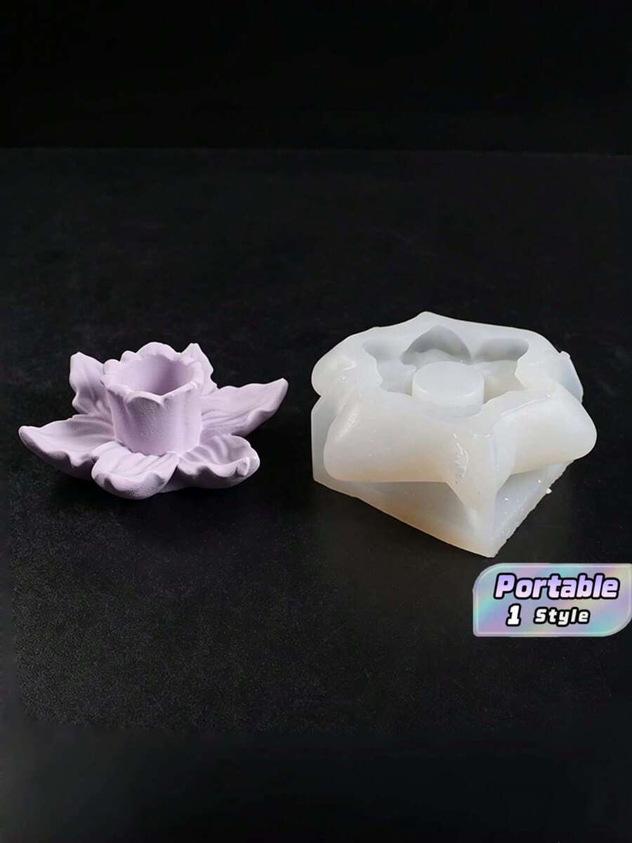 花芯燭台矽膠模具，DIY蠟燭製作模具，桌面裝飾擺飾，手工藝品材料 - 燭臺 - 查看 1