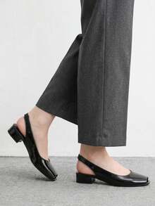 CUCCOO BIZCHIC Spring And Summer Ladies Elegant Fashion Commuting Casual Glossy Solid Color Open Toe Shoes Fall Shoes - Black - View 3